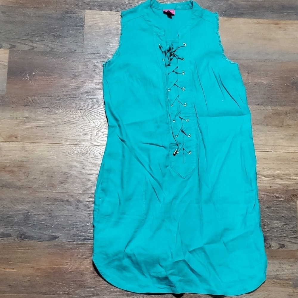 Trina Turk X INC Teal Lace-Up Mini Dress